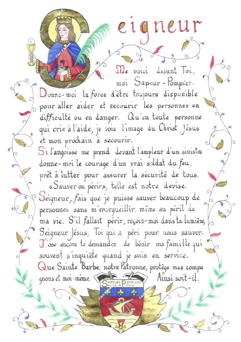 Prière des Pompiers - Impression