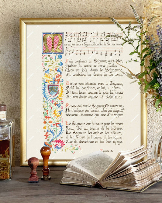 Texte calligraphié avec bordure